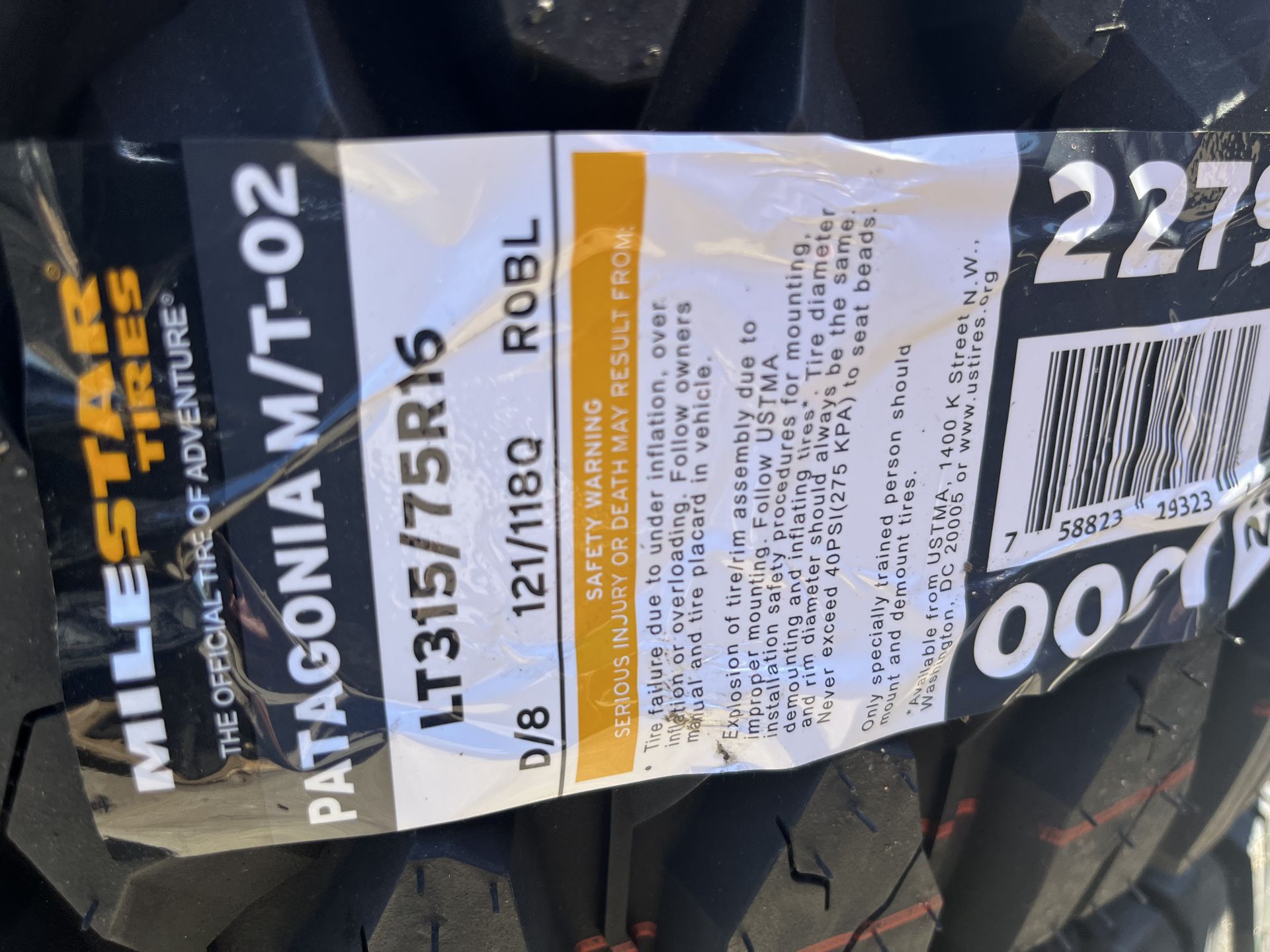 Milestar Patagonia MT02 315-75-16 NEW Set of 4