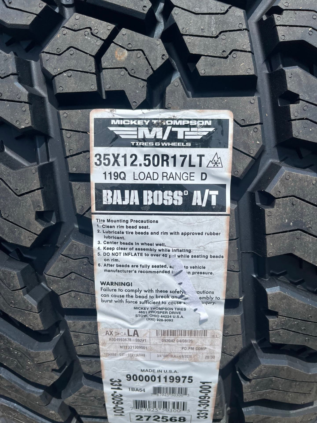 Mickey Thompson Baja Boss AT 35-12.50-17 Set of 4