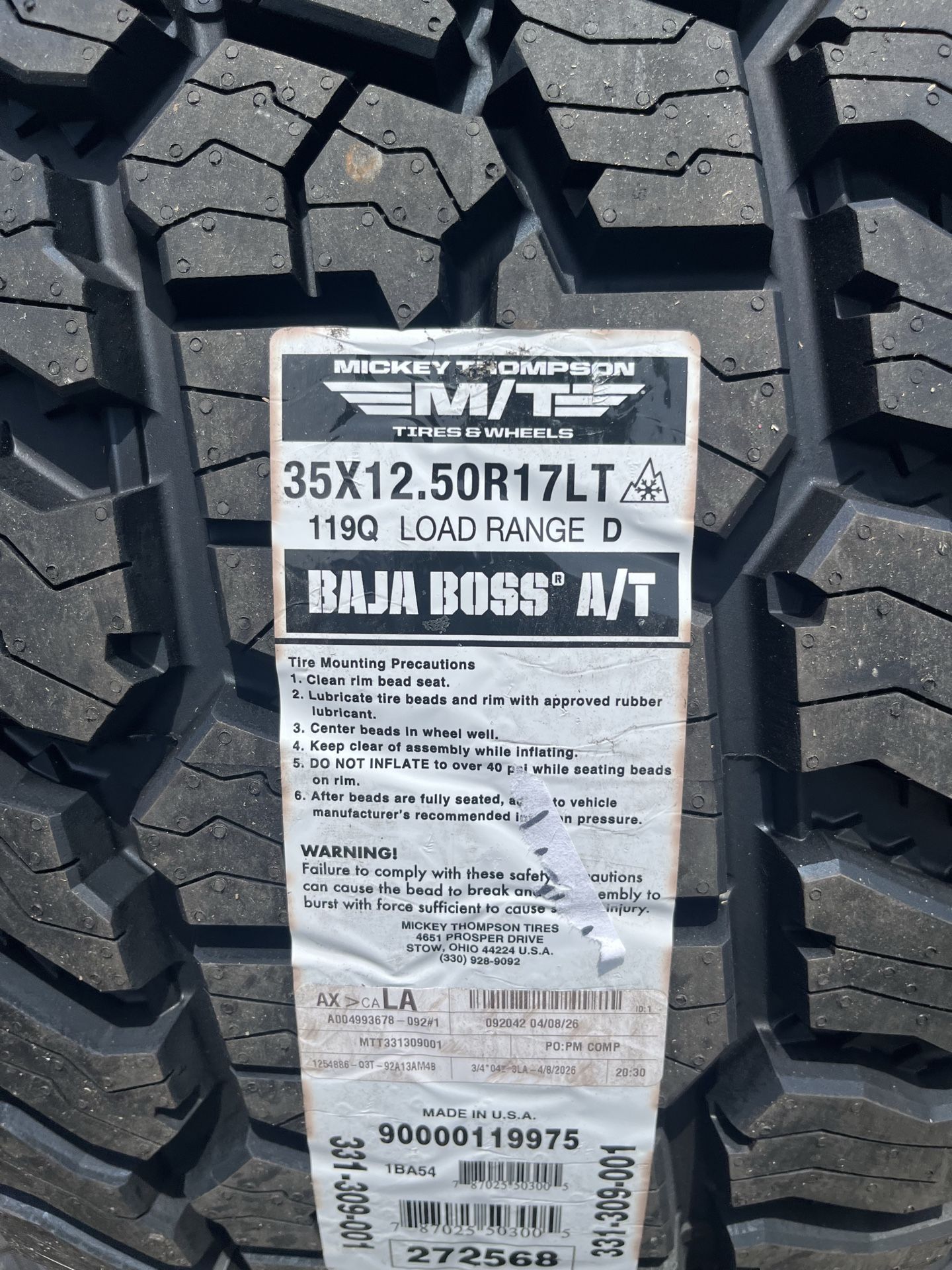 Mickey Thompson Baja Boss AT 35-12.50-17 Set of 4