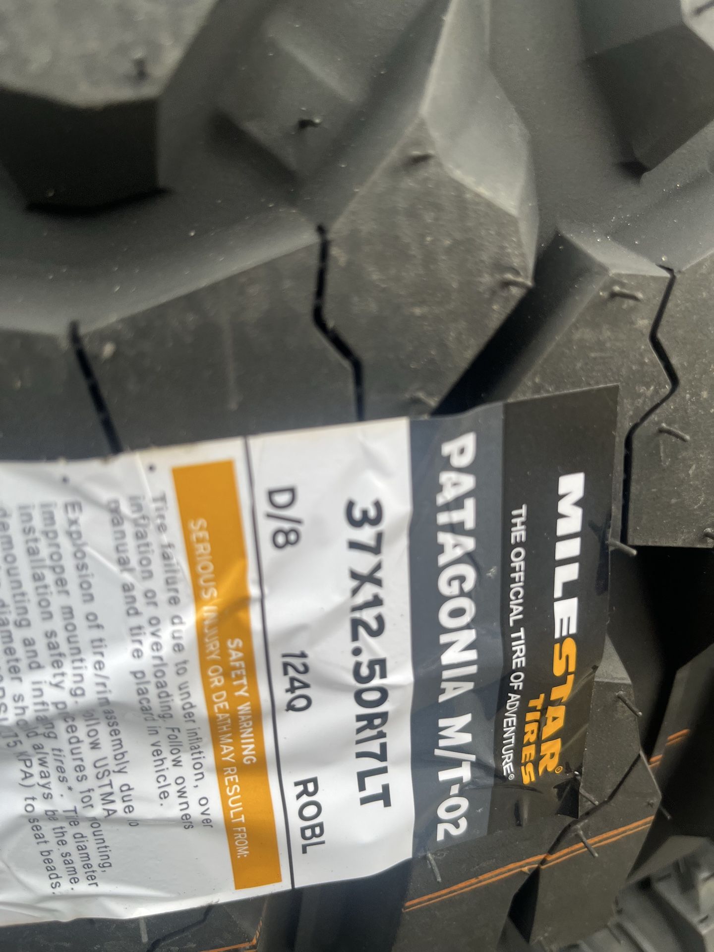 Milestar Patagonia MT02 37-12.50-17 Set of 5 NEW