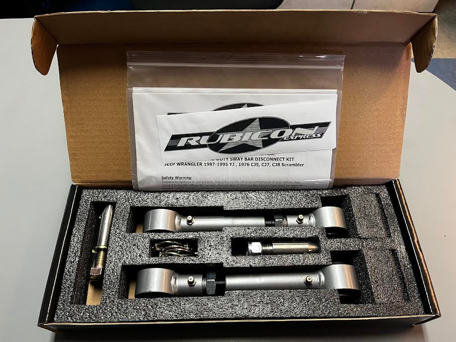 Rubicon Express Sway Bar Disconnects 0-6" Lift - 1976-1995 Jeep CJ5/CJ7/Wrangler YJ